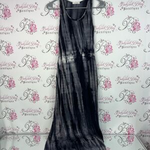 Anti star dress long style Tie-Dye Sleeveless Maxi Dress - Black and Gray